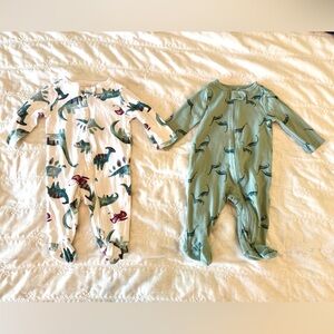 Set of two 3 Month Dinosaur Pajama Sleepers